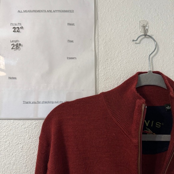 ORVIS Sweater Mens M Rust Brown Merino Wool 1/4 Zip Pullover Classic City - Picture 6 of 6